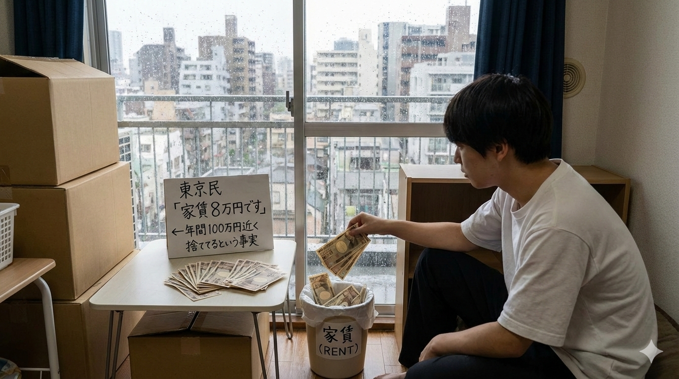 東京民「家賃8万円です」←年間100万円近く捨ててるという事実