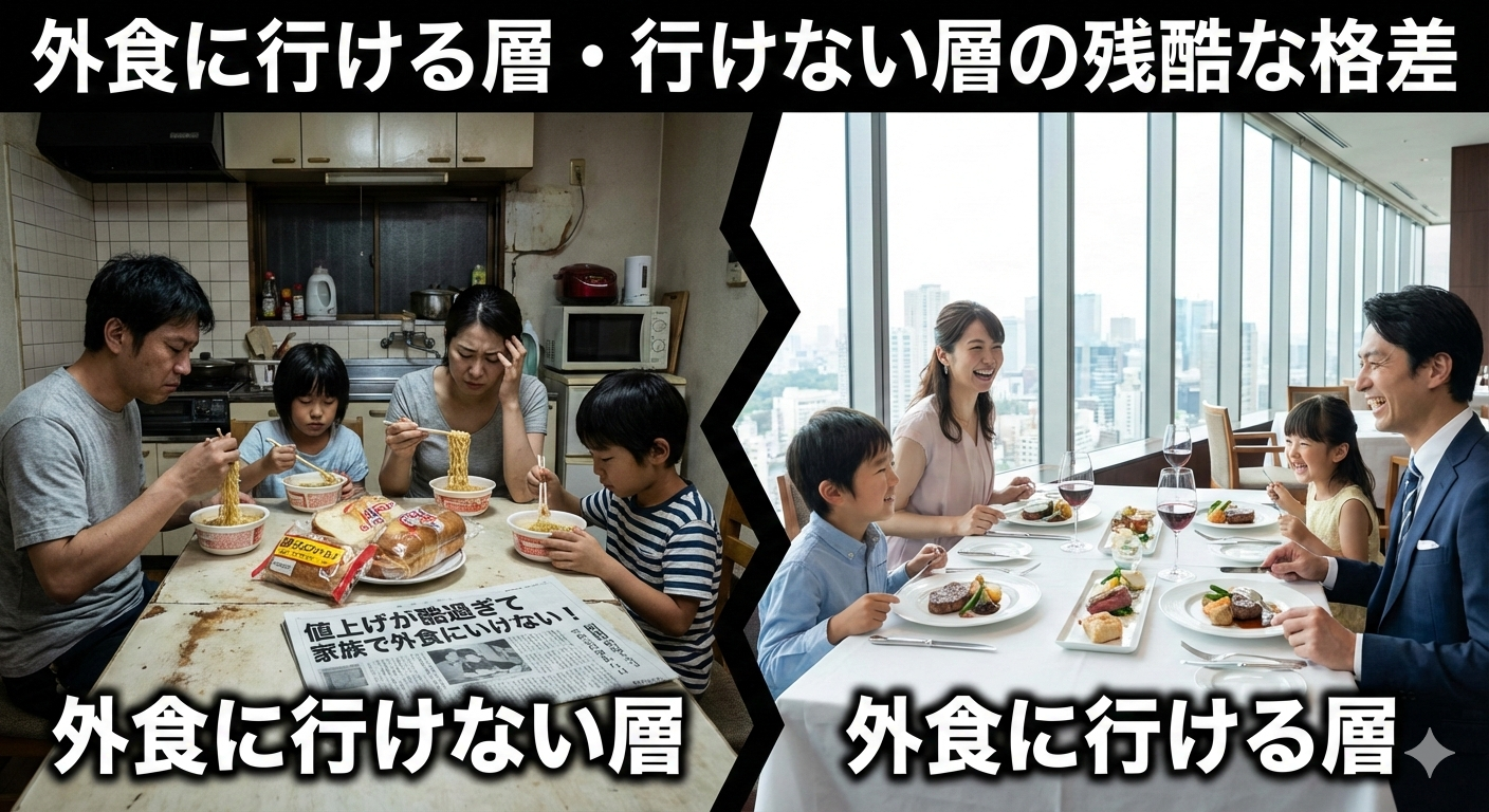 「値上げが酷過ぎて家族で外食にいけない!」外食に行ける層・行けない層の残酷な格差