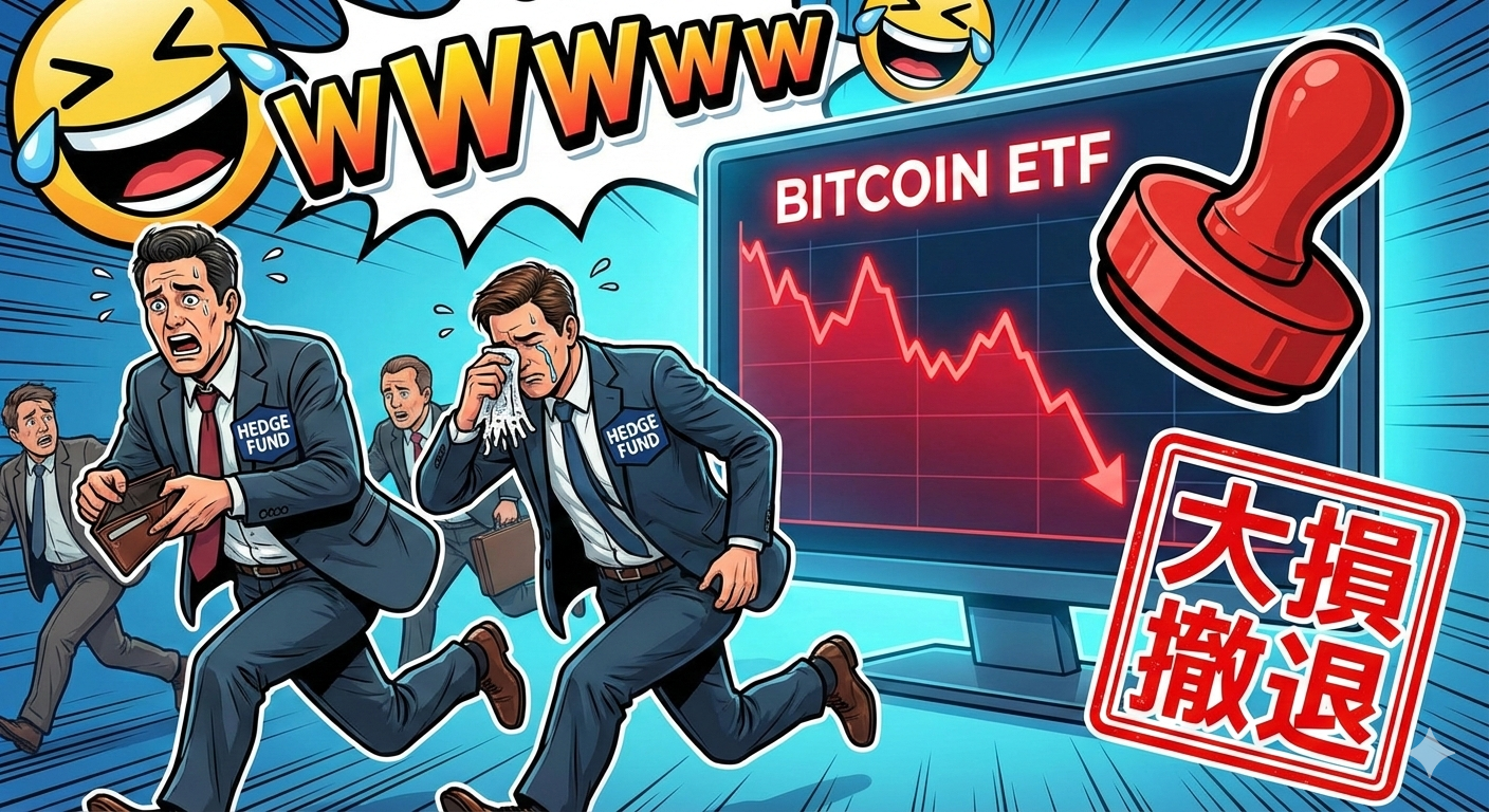 ビットコインETFに群がったヘッジファンド、大損して撤退しまくるｗｗｗｗ