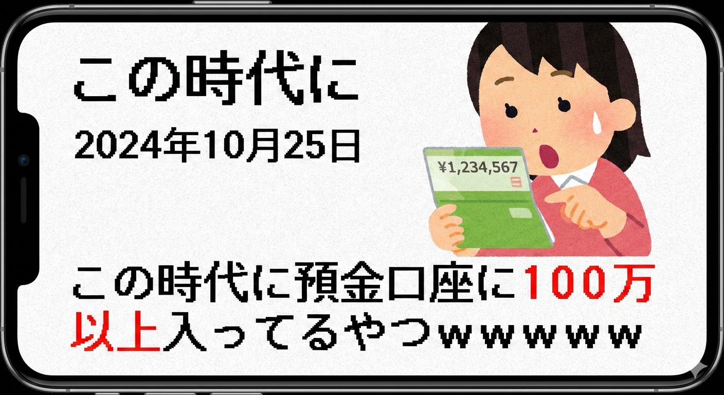 この時代に預金口座に100万以上入ってるやつwwwww
