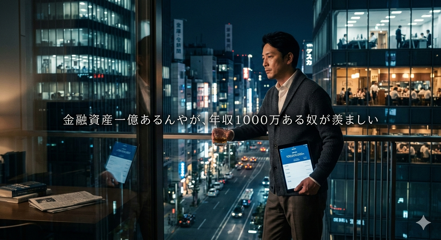 金融資産一億あるんやが、年収1000万ある奴が羨ましい