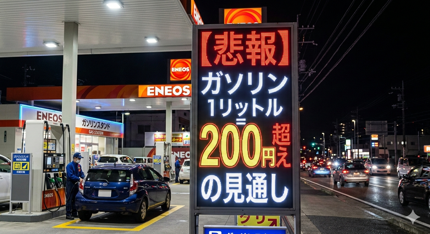 【悲報】ガソリン1リットル=200円超えの見通し