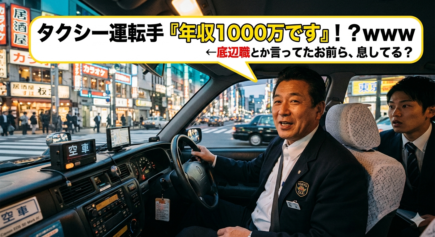 タクシー運転手「年収1000万です」←底辺職とか言ってたお前ら、息してる？ｗｗｗのサムネイル